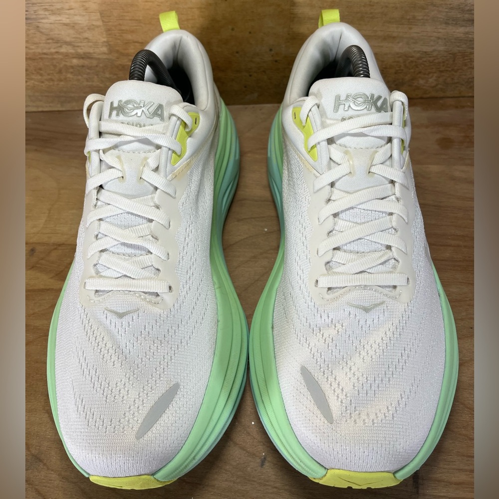 Hoka One One Bondi 8 REFLECTIVE Womens Sz 10.5 Running Shoes Sneakers White Blue - Picture 3 of 12